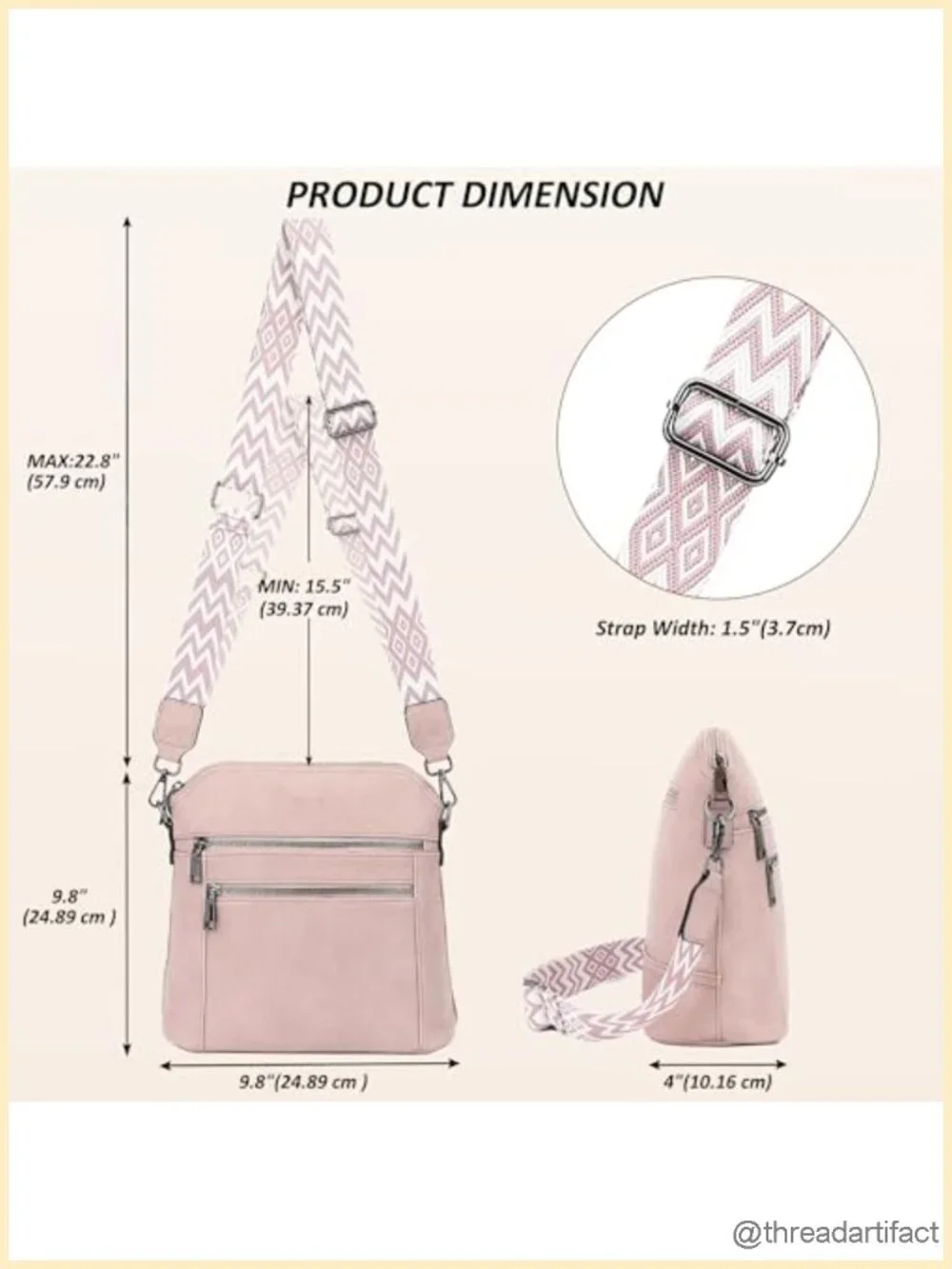 Vegan Leather Crossbody Hobo Bag with Wide Strap & Pom-Pom
